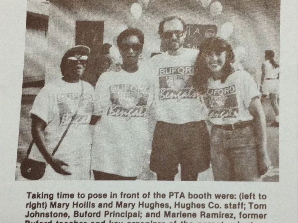 Staff taking time to pose in front of the PTA